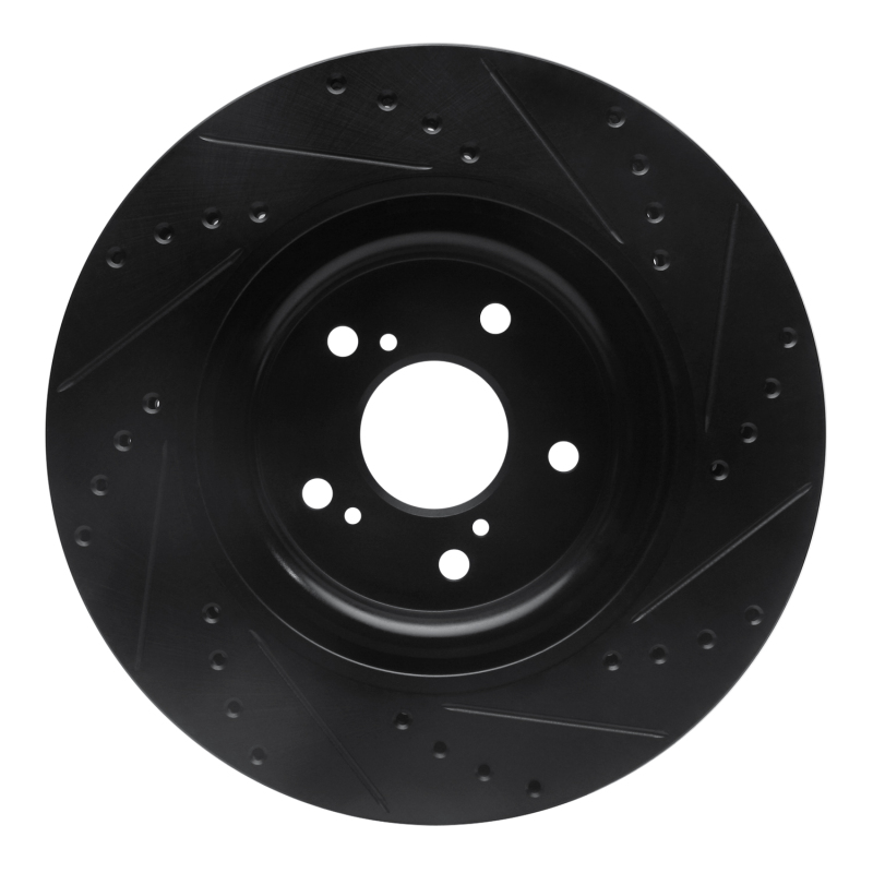 Honda CR-V Brake Rotor (1) - Front Left - R1 Concepts - Drilled & Slotted - Black - `20-`22